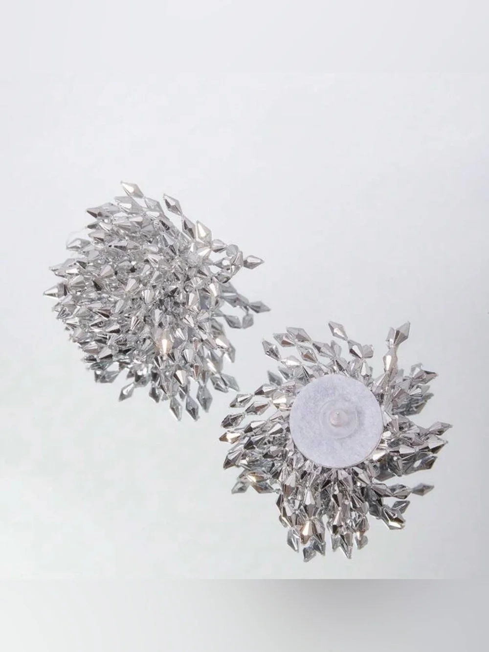 ✨Silver Crystal Cluster Statement Earrings - Women Jewelry